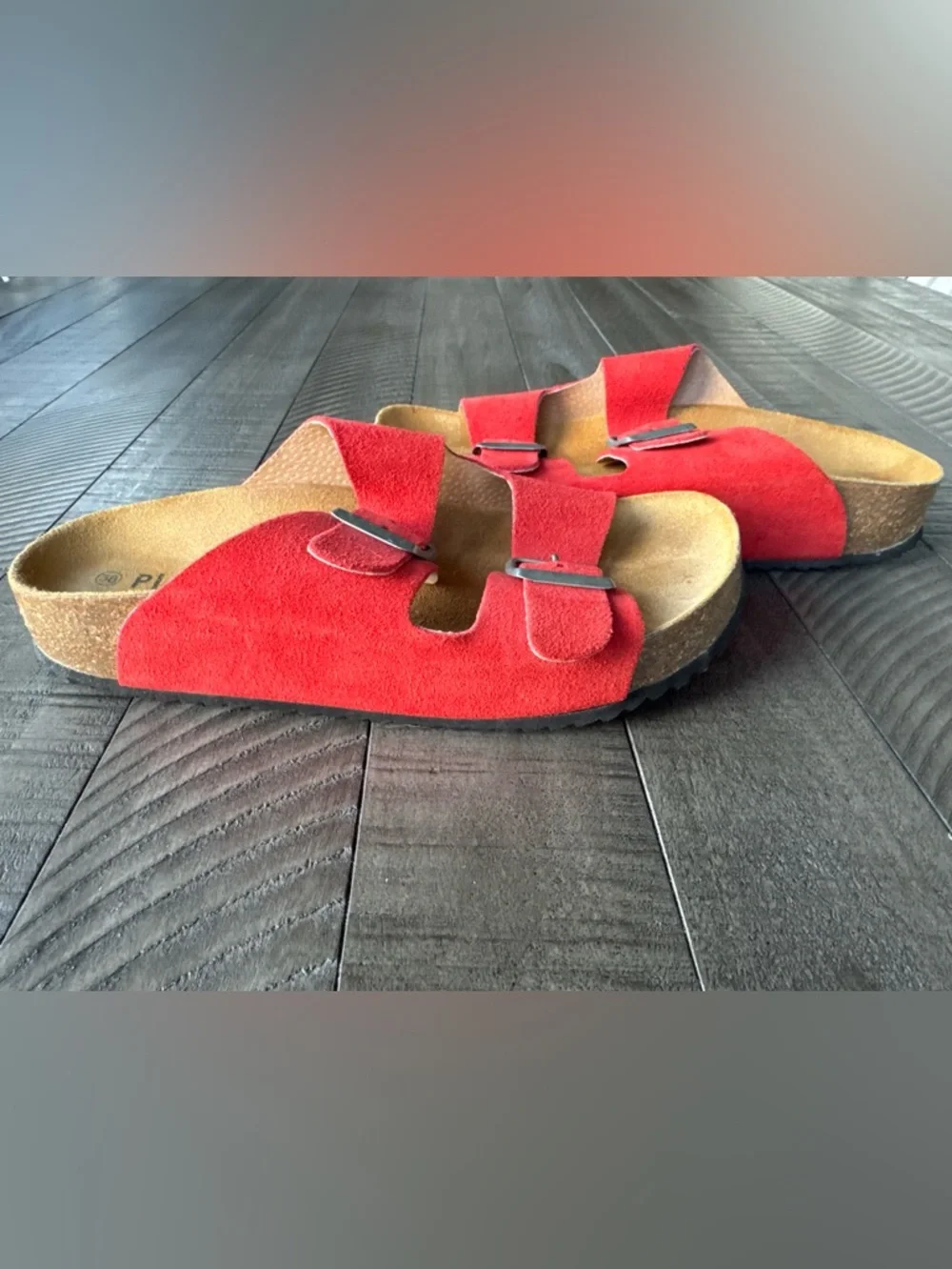 Plakton - Made in Spain Adjustable Cork Slide Suede Sandals Women's Size 38 (7) - Picture 12 of 16
